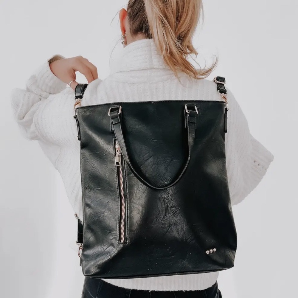Vegan Leather Back Pack & Cross Body Tote Bag